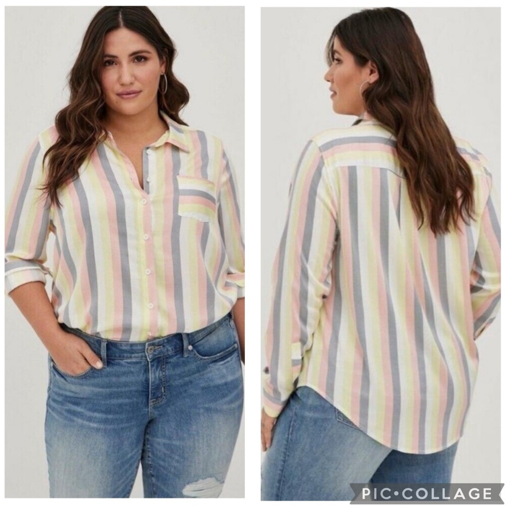 Torrid Lizzie Rayon Striped Shirt‎ 1X